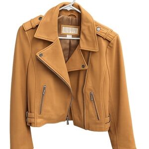 Michael Kors tan lamb leather jacket
